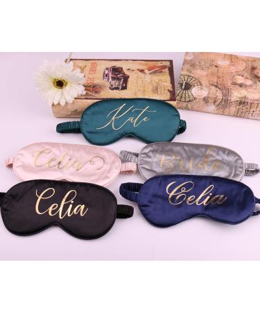 Personalized Satin Sleep Mask for Women Men Adult Valentine's Day Gift Bridal Shower Mother of The Bride Favors Monogram Eye Blindfolder Multiple Color Available