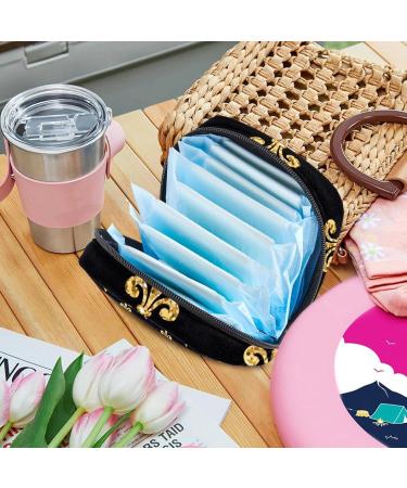 Gold Fleur de Lis Sanitary Napkin Storage Bag - Portable Menstrual Cup Holder for Women & Teens - Buy Online on GoSupps.com