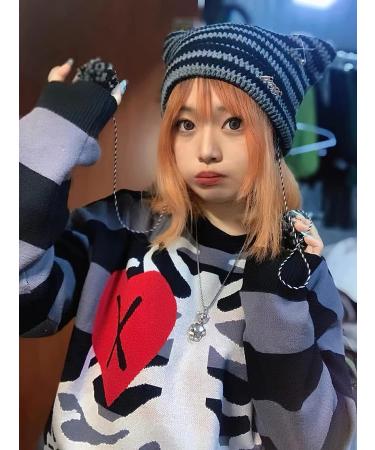 Vintage Fox Hat | Crochet Grunge Goth Beanies for Women | Y2K Accessories - Buy Online on GoSupps.com