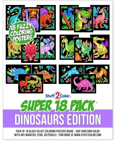 18 Dinosaur Velvet Coloring Posters - Arts & Crafts for Kids - Ideal for Group Activities and Quiet Time - Buy Online on GoSupps.com