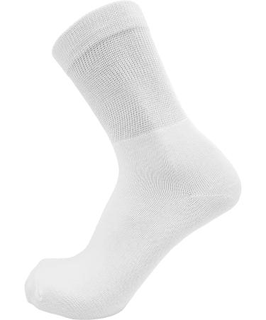Bamboo Diabetic Socks 6 Pairs - Soft & Loose Fitting Unisex Pack - White, Medium - Buy Online on GoSupps.com
