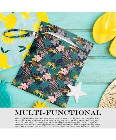 Waterproof Reusable Wet Dry Bag | Jungle Tropical Leaves Cheetah Print | Beach, Pool, Travel, Diapers | Makeup, Gym Clothes | Camping Accessories - Buy Online on GoSupps.com