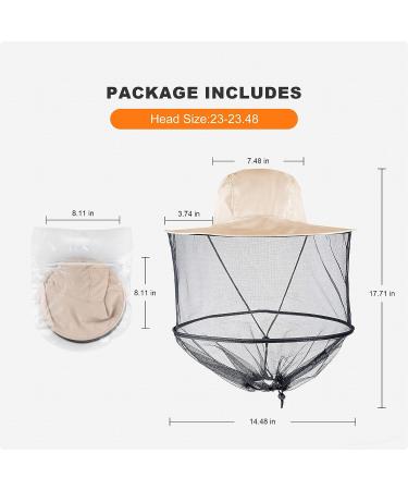 UPF 50+ Sun Protection Mosquito Head Net Hat for Beekeeping & Hiking - Beige 7 1/2 - Buy Online on GoSupps.com