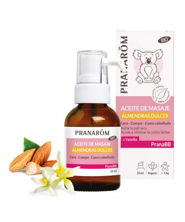 PRANAR M - PranaBB - Huile de Massage - Amandes Douces Vanille - Visage - Corps - Cuir chevelu quilibre motionnel - Soins pour b b partir de 3 kg 30 ML.