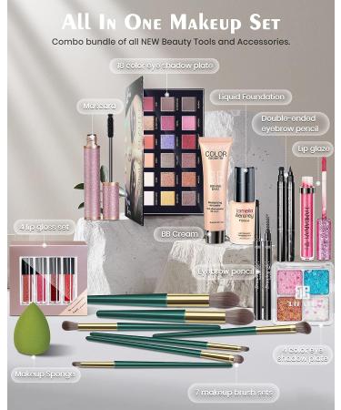 YKEILD 18-Color Makeup Kit for Women: Eyeshadow, Lipstick, Primer, Brush, Mascara, Eyeliner - Perfect Gift Set for Women, Girls, & Teens - Buy Online on GoSupps.com