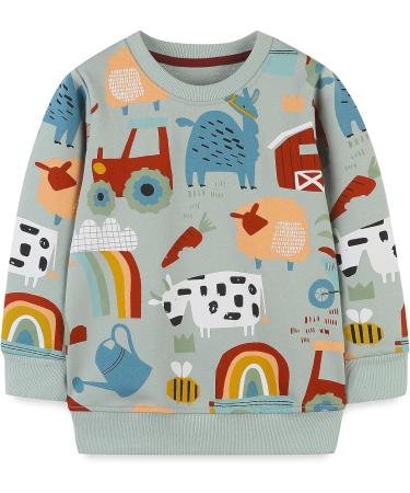 Girls Cotton Sweatshirt Top | Long Sleeve Pullover | Toddler Clothes | Age 1-12 Years | Green | Size 6-7 - Buy Online on GoSupps.com