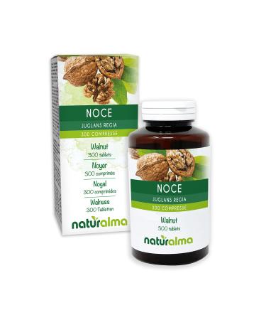 Walnut (Juglans regia) fruit bark or pericarp (walnut husk) and leaves Naturalma - 150 g - 300 tablets - food supplement - natural and vegan