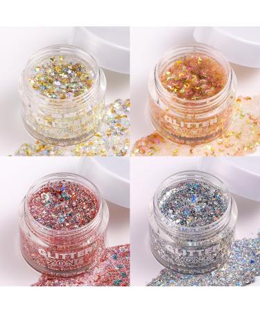 Langmanni Holographic Body Glitter Gel - Color-Changing Eyeshadow & Cosmetics for Body Face Hair & Lips - 1.35 oz Silver Fantasy - Buy Online on GoSupps.com