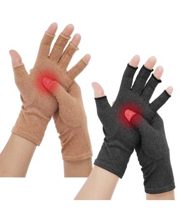 Yolev 2 Pairs Arthritis Compression Gloves Compression Rheumatoid Gloves Fingerless Pain Relief Arthritis Glove Carpal Tunnel Pain Relief Glove Wrist Support Carpal Tunnel Glove