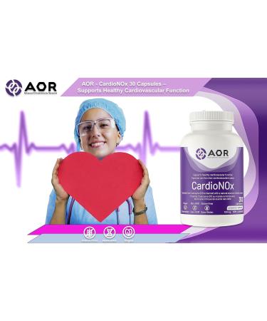 AOR - CardioNOx 30 Capsules - Coenzyme Q10 100mg - Ubiquinone CoQ10 100mg Capsules - Cardio Heart Health Nitric Oxide Flow Blood Pressure Support Energy Support Healthy Aging - Cardiovascular Supplement - Buy Online on GoSupps.com