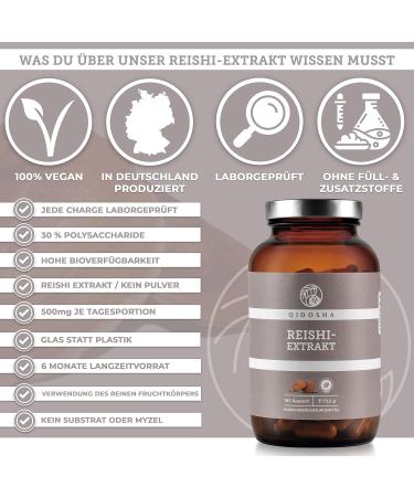 Qidosha Reishi Extract Capsules - 500mg 15:1 Premium Ganoderma Lucidum Vegan 180 Count - Top Test Winner 07/23 - Buy Online on GoSupps.com