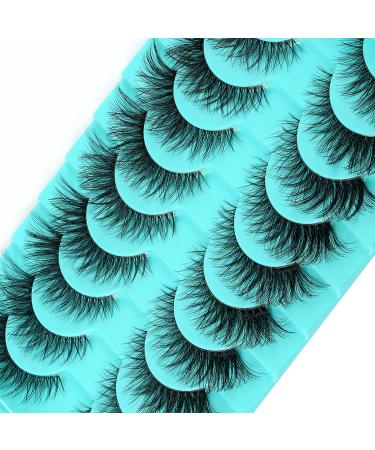 Clear Band Russian Volume Fluffy Strip Lashes - 10 Pairs Naturally Wispy D Curly False Eyelashes - Look Like Extensions - Buy Online on GoSupps.com