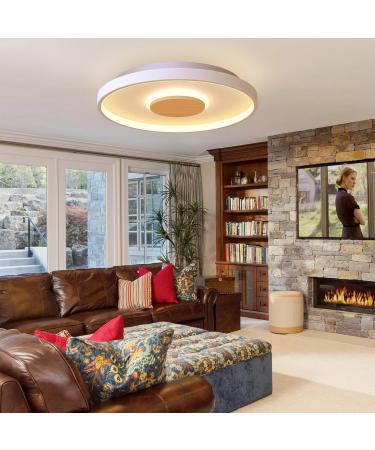 Luolong Dimmable LED Ceiling Lamp - 40cm Modern Wood Light with Remote Control | Adjustable 3000-6000K for Bedroom Living Room & Children's Room - Buy Online on GoSupps.com