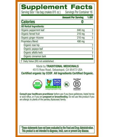 Traditional Medicinals Organic Belly Comfort Tea - Caffeine-Free Peppermint, 16 Wrapped Bags (0.99 oz) - Buy Online on GoSupps.com