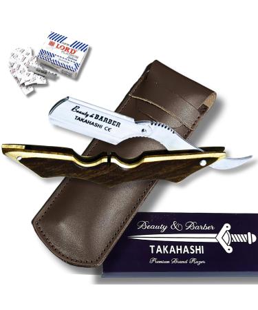 TAKAHASHI Professional Straight Razor for Men - Custom Wood Batman Logo Handle Classic Barber Kit with 100 Free Blades for Ultimate Grooming - Buy Online on GoSupps.com