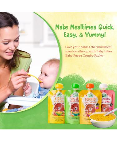 Baby Likes Halal Tomato Pasta Chicken 6 pouches x 130 grams and Rice and Chicken 6 pouches x 130 grams - Textured Meal for Stage 2 Weaning for 7 months plus - Buy Online on GoSupps.com