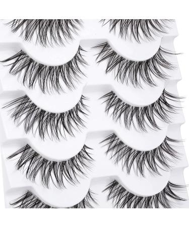Lanflower Cat Eye False Eyelashes - Natural Look, Clear Band, 5 Pairs, 14MM Wispy Tapered Ends - Buy Online on GoSupps.com