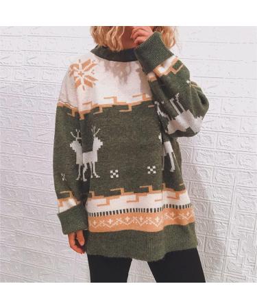 Buy Women's Christmas Jumper Long Sleeve Knit Pullover - Green Crew Sweater for Perfect Holiday Style | International Shipping Available - Buy Online on GoSupps.com