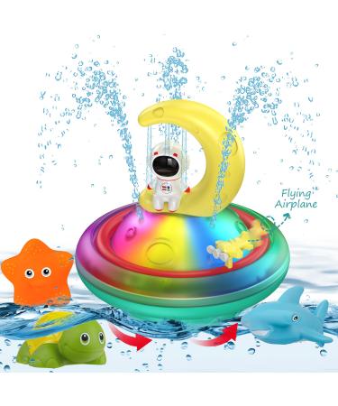 Baby Bath Toys for Toddlers CRIOLPO Spray Water Toy Rotation Baby Light up Bath Toys Automatic Induction Sprinkler Shower Toys with LED Gift for 1 2 3 4 5 Year Old Boys Girls (MOON SET)