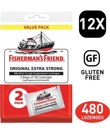 Fisherman's Friend Original Extra Strong Menthol Lozenges - 40 Count (Pack of 12) - Buy Online on GoSupps.com