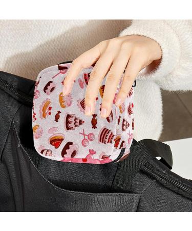 Buy Menstrual Pad Bag with Zipper - Cartoon Dessert Ladies Napkin Pouch & Tampons Collection Bag for Women & Girls - International Shipping Available - Buy Online on GoSupps.com