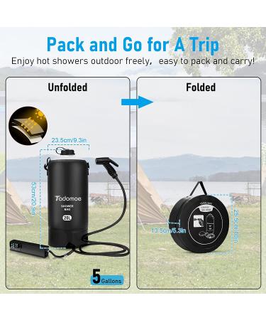Tadomoe 5 Gallon Portable Solar Camping Shower with Temperature Indicator and Leak Proof Nozzle - Perfect for Beach, Camping, and Hiking - Buy Online on GoSupps.com