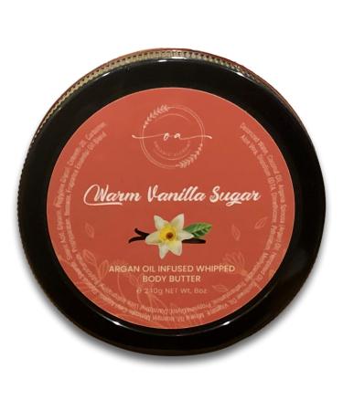 Whipped Argan Oil Body Butter for Dry Skin Anti-Aging Body Cream Made for Women - Natural Skin Care 8 OZ (Warm Vanilla Sugar)