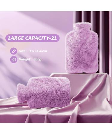 Cooyou 2L Hot Water Bottle with Fluffy Cover - Purple | Hot & Cold Compress for Pain Relief - Buy Online on GoSupps.com