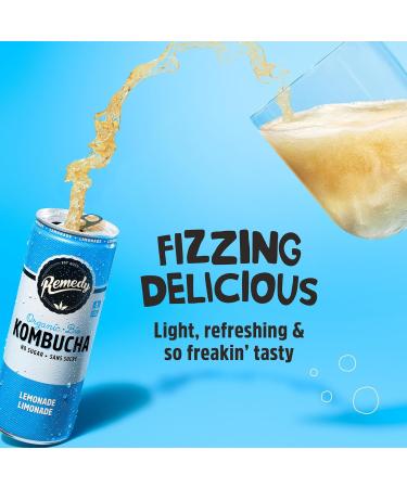 Remedy Kombucha Sugar-Free Organic Drink Sparkling Low Calorie Gut Health Beverage - Lemonade - 355 mL Can 24-Pack - Buy Online on GoSupps.com