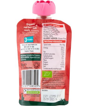 Organix Kids Red Berries & Apple Organic Smash Pouch 3+ Years 100 g (Pack of 6) - Buy Online on GoSupps.com