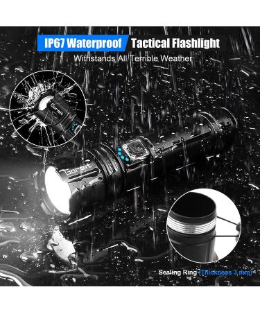 Goreit 20000 Lumen Rechargeable Flashlight XHP70.2 Super Bright LED, IP67 Waterproof, Zoomable - Ideal for Emergencies and Camping - Buy Online on GoSupps.com