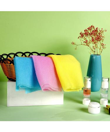 ARCH&M Exfoliating Washcloth Towel 3 Pack - Japanese & Korean Bath Scrub Sponge for Body Beauty - Back Scrubber for Shower - Red Yellow Blue - Buy Online on GoSupps.com