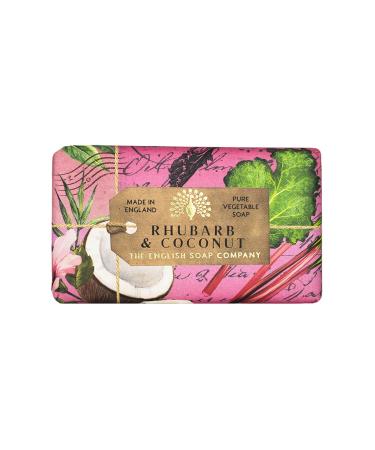 The English Soap Company Rhubarb & Coconut Anniversary Collection Wrapped Soap Bar 190g