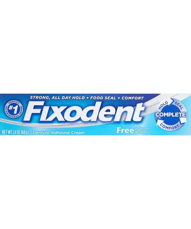 Fixodent Complete Free Denture Adhesive Cream 2.4 Oz (Pack of 6) - Set of 6, 2.4 Ounce Tubes - Buy Online on GoSupps.com