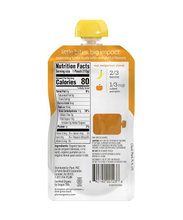 Plum Organics Stage 2 Organic Baby Food | Banana & Pumpkin | 4 oz Pouch (Pack of 6) - Buy Online on GoSupps.com