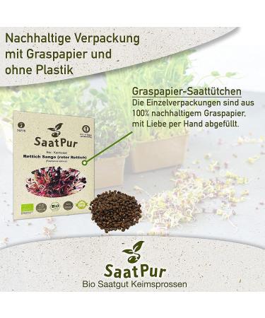 SaatPur ORGANIC Sprouts Assortment | 4 Varieties: Red Energy Mix Radish Red Cabbage Basil Beetroot - International Shipping Available - Buy Online on GoSupps.com
