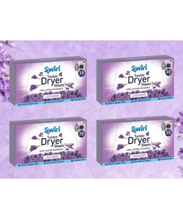 4 x Lavender Tumble Dryer Sheets Pack Of 35 Fabric Conditioner Laundry Aid Anti Static Sheets