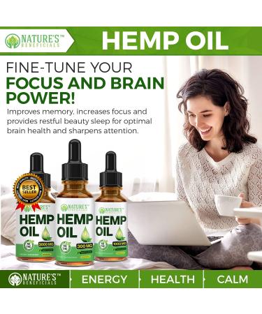 Nature's Beneficials Organic Hemp Oil Extract Drops 2000mg - Omega 3 6 9 Fatty Acids - Non-GMO Ultra-Pure CO2 Extract - Buy Online on GoSupps.com