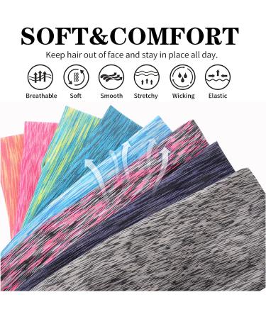 Women's Non Slip Workout Headbands - Pack of 12 Multicolor Sweatbands for Yoga, Travel, Fitness - Elastic Moisture Wicking Hairbands for Girls - Buy Online on GoSupps.com