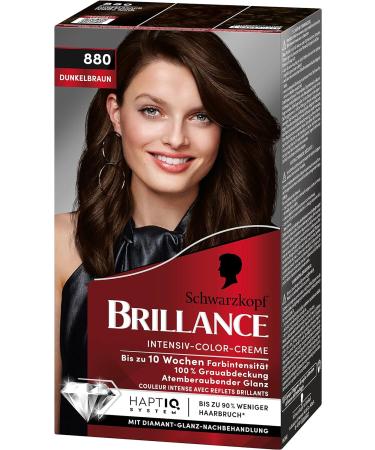 Brillance Intensive Color Cream 880 Dark Brown | 3-Pack (170ml) - Permanent Hair Color with Diamond Gloss & Care Conditioner | 10 Weeks of Vibrant Color - Buy Online on GoSupps.com