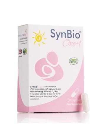 SynBio One+1 (Vitamin D3 + Folic Acid) | 30 Capsules | Cruelty Free | Free from Dairy Gelatine Nut/Peanut SOYA Sugar | Safe for Prenatal & Pregnancy | Supports Mother & Baby Health