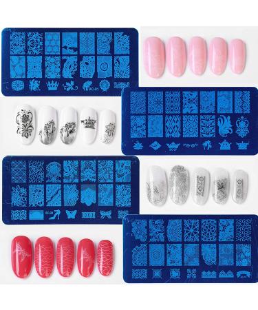 Floral Nail Stamper Kit with 4 Stamping Plates | DIY Nail Art Decoration Set with Clear Stamper, Scraper, and Rhinestones | Bi015b - Buy Online on GoSupps.com