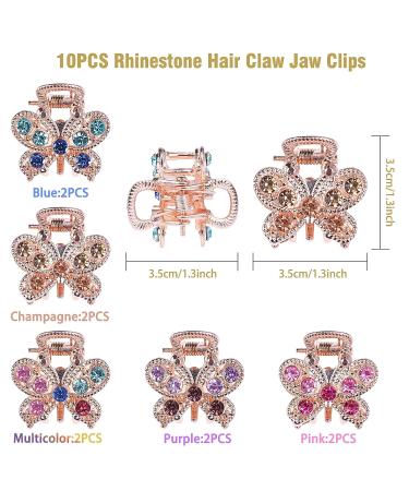 10PCS Rhinestone Hair Claw Jaw Clips - Crystal Metal Gripper for Women & Girls - Buy Online on GoSupps.com