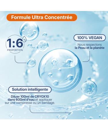 CRYOX10 Lotion Cryog nique Concentr e 1:6 Cryoth rapie Pro et Domicile | Effet Froid Imm diat Anti-Cellulite Draineur | Jambes Lourdes Muscles Fatigu s | En Spray Gaze Bande 1000 ml - Buy Online on GoSupps.com