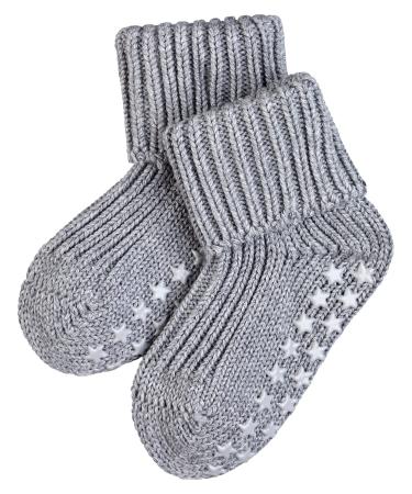 FALKE Unisex Baby Catspads Cotton Slipper Socks Soft Blue White More Colours Thick Warm Plain With Printed Silicone Nubs On Soles For An Improved Grip 1 Pair 0-6 Months Grey (Light Grey 3400)