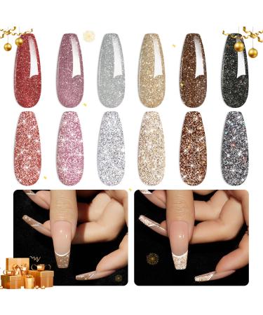 Beetles Gel Polish Reflective Glitter Gel Polish Set 6 Colors Holographic Glitter Gel Flash Dimond Sliver Gold Soak Off UV LED Spring Summer Glitter Nail Polish Black Red Manicure Kit - Buy Online on GoSupps.com