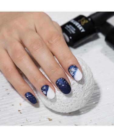 BLUESKY Gel Nail Polish Snowflake Top Coat - Matte Snow White. Clear No-wipe top coat with snowflake effect and a Matte finish 10ml (Requires curing under UV/LED Lamp) - Buy Online on GoSupps.com