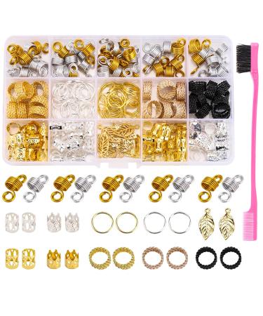200 Pcs Loc Hair Jewelry for Braids Metal Gold and Silver Hair Charms for Women Hair Beads Rings Cuffs Dreadlocks Accessories Decoration - Buy Online on GoSupps.com