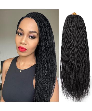 VIOLET Senegalese Twist Crochet Hair For Black Women 18 Inch Crochet Hair Pre Looped 35 Strands A Pack Crochet Braids For Black Women 8 Packs Crochet Twist Hair Hairstyles For Black Hair(18 Inch 1B) 18 Inch 1B