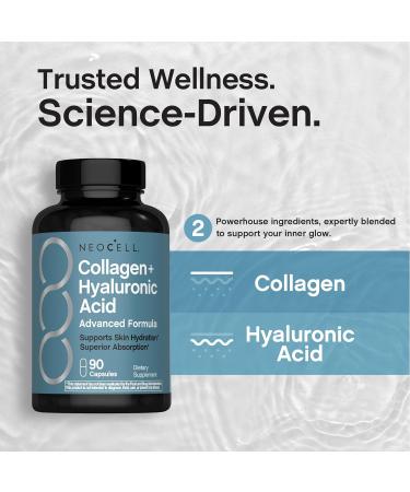 NeoCell Collagen Peptides Capsules | 90 Count | Plus Hyaluronic Acid | Skin Hydration | Superior Absorption | Advanced Grass Fed Formula Supplement | for Women and Men - Buy Online on GoSupps.com